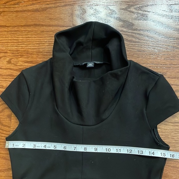 BANANA REPUBLIC cowl neck ponte stretch BELTED DRESS cap sleeve BLACK pleat XS - Picture 9 of 12